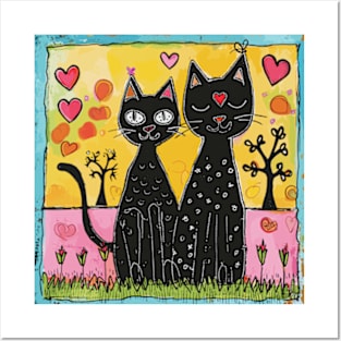 Feline Love 2024 Valentines Day Drawing Posters and Art